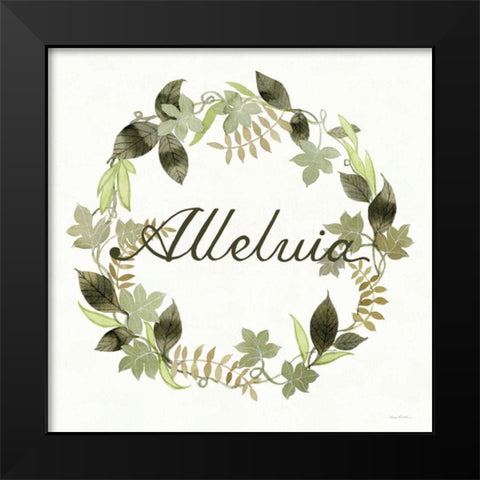 Wreath with Words III Black Modern Wood Framed Art Print by McKenna, Kathleen Parr