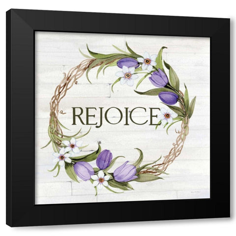 Wreath with Words I v2 Black Modern Wood Framed Art Print by McKenna, Kathleen Parr