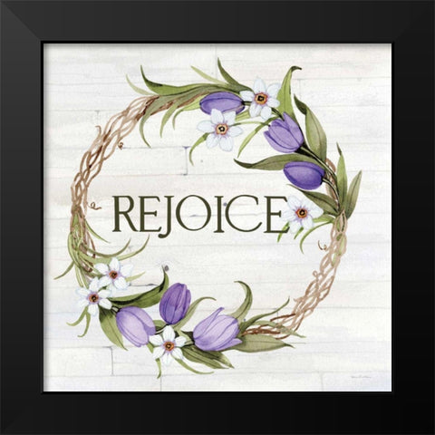 Wreath with Words I v2 Black Modern Wood Framed Art Print by McKenna, Kathleen Parr