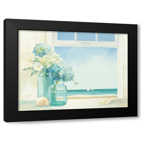Seaside Hydrangea Black Modern Wood Framed Art Print with Double Matting by Purinton, Julia