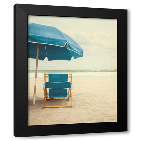 Under the Umbrella II - Bright Turquoise Black Modern Wood Framed Art Print by Urquhart, Elizabeth