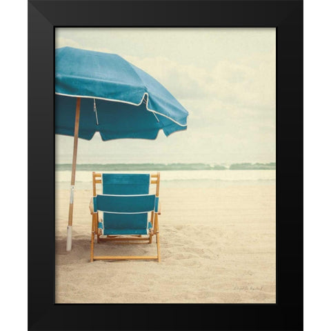Under the Umbrella II - Bright Turquoise Black Modern Wood Framed Art Print by Urquhart, Elizabeth