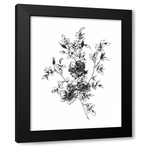 Sketchbook Flowers on White II Black Modern Wood Framed Art Print with Double Matting by Wild Apple Portfolio