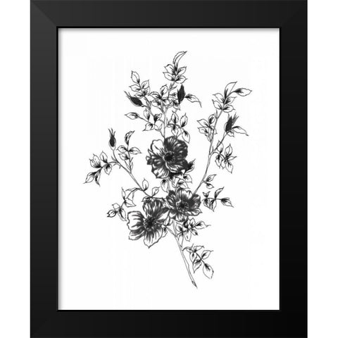 Sketchbook Flowers on White II Black Modern Wood Framed Art Print by Wild Apple Portfolio