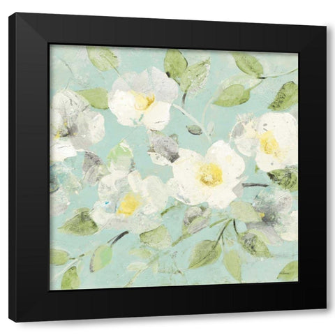 Fading Spring Blue - Bright White Crop Black Modern Wood Framed Art Print with Double Matting by Hristova, Albena