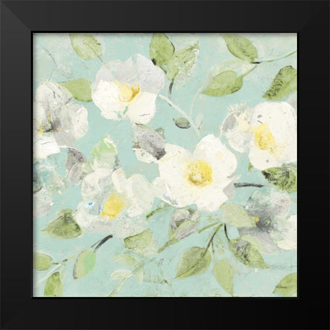Fading Spring Blue - Bright White Crop Black Modern Wood Framed Art Print by Hristova, Albena