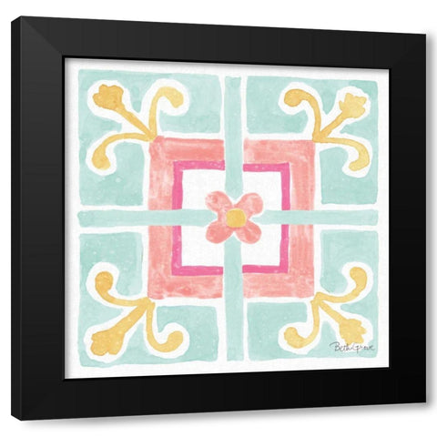 Watercolorful XI Turquoise Black Modern Wood Framed Art Print with Double Matting by Grove, Beth