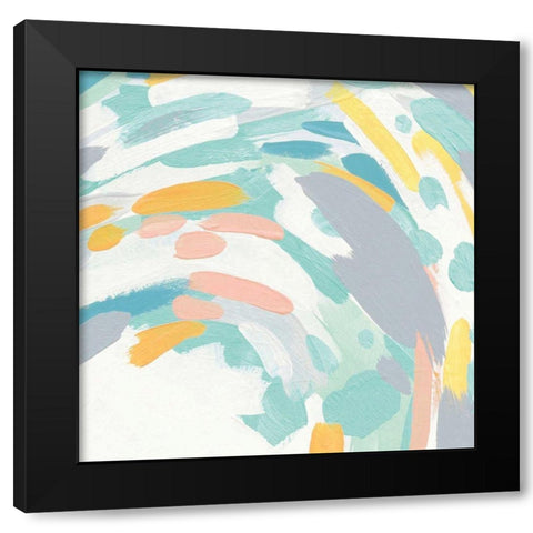 Laughter II Turquoise and Peach Black Modern Wood Framed Art Print by Hershey, Moira