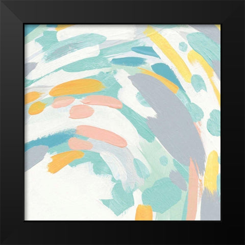 Laughter II Turquoise and Peach Black Modern Wood Framed Art Print by Hershey, Moira