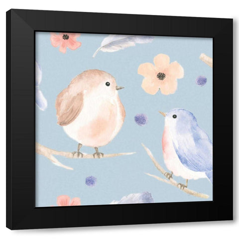 Spring Sentiments Pattern IA Black Modern Wood Framed Art Print with Double Matting by Jackson, Jenaya
