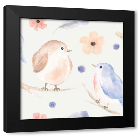 Spring Sentiments Pattern IB Black Modern Wood Framed Art Print by Jackson, Jenaya
