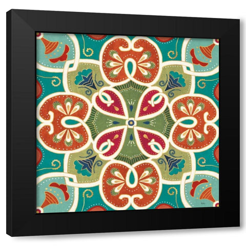 Folk Floral VI Black Modern Wood Framed Art Print by Charron, Veronique