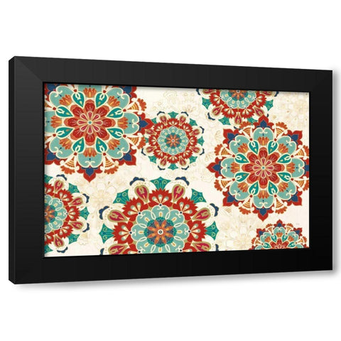 Folk Floral VIII Black Modern Wood Framed Art Print by Charron, Veronique