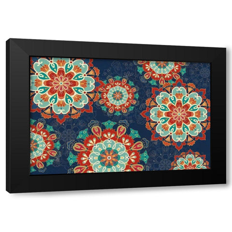 Folk Floral VIII Dark Black Modern Wood Framed Art Print with Double Matting by Charron, Veronique