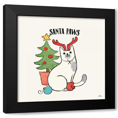 Santa Paws V Black Modern Wood Framed Art Print with Double Matting by Penner, Janelle