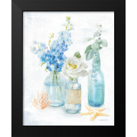 Beach Cottage Florals II Black Modern Wood Framed Art Print by Nai, Danhui