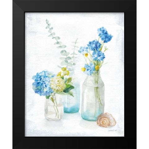 Beach Cottage Florals III Black Modern Wood Framed Art Print by Nai, Danhui