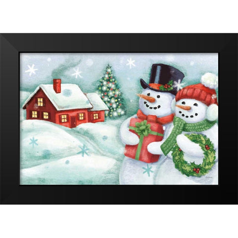 Classic Snowmen II Black Modern Wood Framed Art Print by Urban, Mary