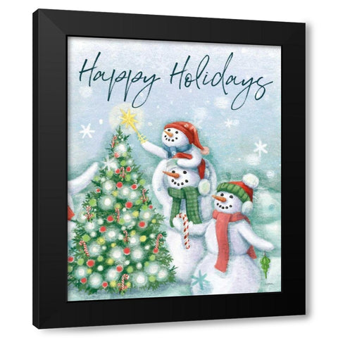 Classic Snowmen VI Black Modern Wood Framed Art Print by Urban, Mary