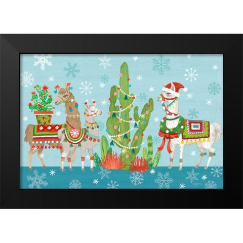 Lovely Llamas Christmas I Black Modern Wood Framed Art Print by Urban, Mary