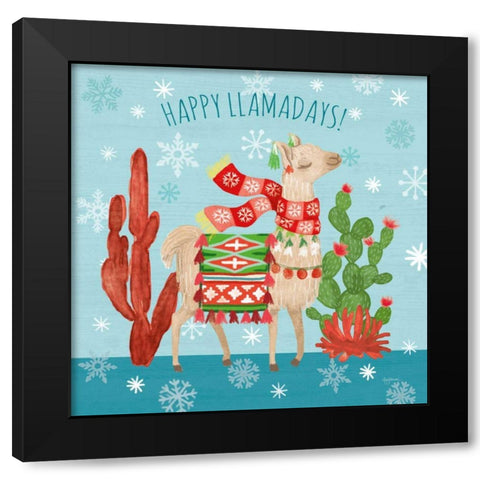 Lovely Llamas Christmas IV Black Modern Wood Framed Art Print with Double Matting by Urban, Mary