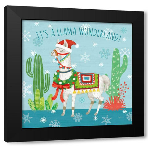 Lovely Llamas Christmas V Black Modern Wood Framed Art Print by Urban, Mary