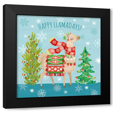 Lovely Llamas Christmas XI Black Modern Wood Framed Art Print by Urban, Mary