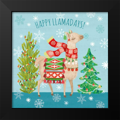 Lovely Llamas Christmas XI Black Modern Wood Framed Art Print by Urban, Mary