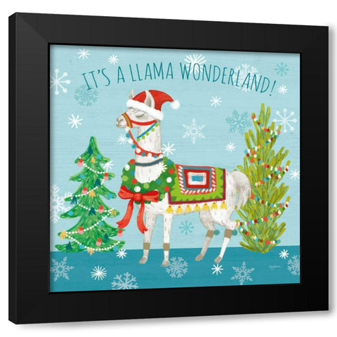 Lovely Llamas Christmas XII Black Modern Wood Framed Art Print with Double Matting by Urban, Mary