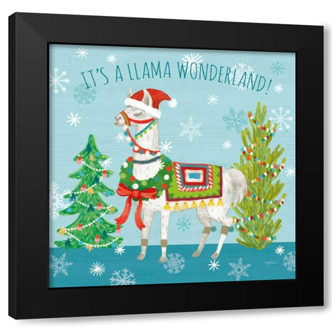 Lovely Llamas Christmas XII Black Modern Wood Framed Art Print by Urban, Mary