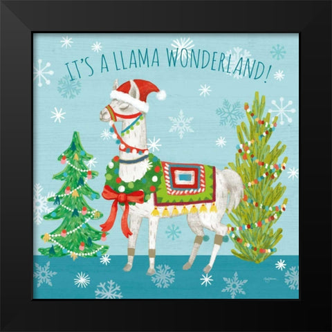 Lovely Llamas Christmas XII Black Modern Wood Framed Art Print by Urban, Mary