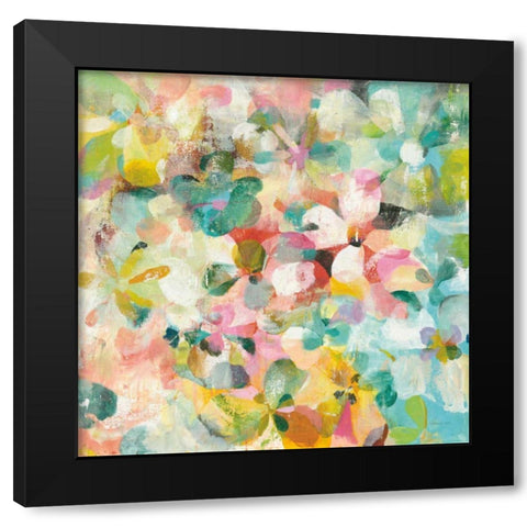 Happy Garden Black Modern Wood Framed Art Print with Double Matting by Nai, Danhui