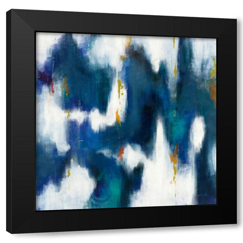 Blue Texture II Black Modern Wood Framed Art Print with Double Matting by Nai, Danhui