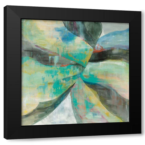 In the Valley Abstract I Black Modern Wood Framed Art Print with Double Matting by Nai, Danhui