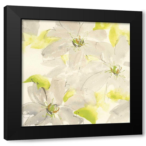 Dancing Clematis I Black Modern Wood Framed Art Print by Paschke, Chris