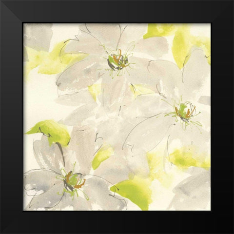 Dancing Clematis I Black Modern Wood Framed Art Print by Paschke, Chris