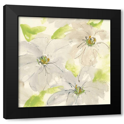 Dancing Clematis II Black Modern Wood Framed Art Print by Paschke, Chris