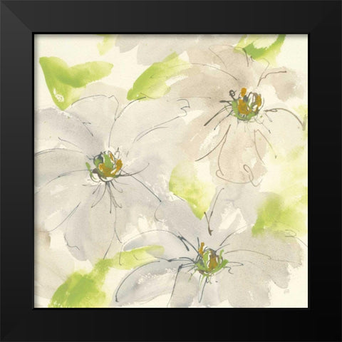 Dancing Clematis II Black Modern Wood Framed Art Print by Paschke, Chris