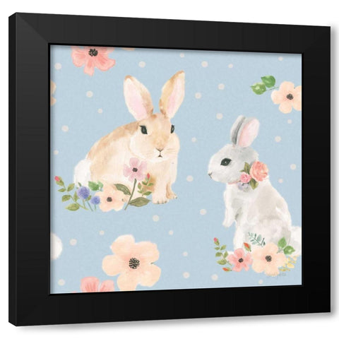 Spring Sentiments Pattern IIIA Black Modern Wood Framed Art Print by Jackson, Jenaya