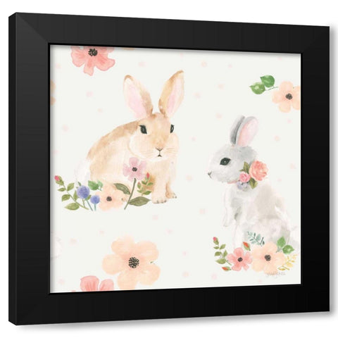 Spring Sentiments Pattern IIIB Black Modern Wood Framed Art Print by Jackson, Jenaya