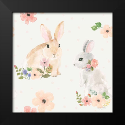 Spring Sentiments Pattern IIIB Black Modern Wood Framed Art Print by Jackson, Jenaya