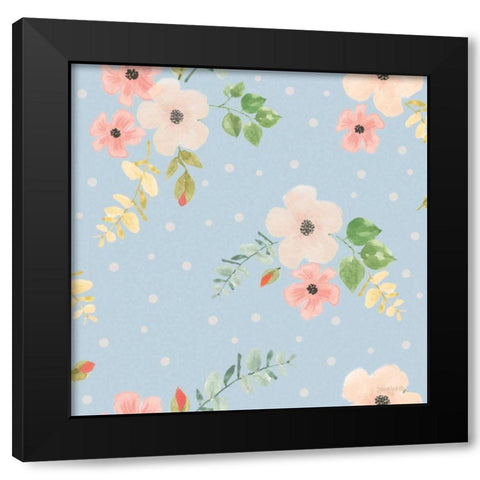 Spring Sentiments Pattern IVA Black Modern Wood Framed Art Print by Jackson, Jenaya