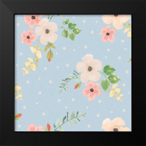 Spring Sentiments Pattern IVA Black Modern Wood Framed Art Print by Jackson, Jenaya