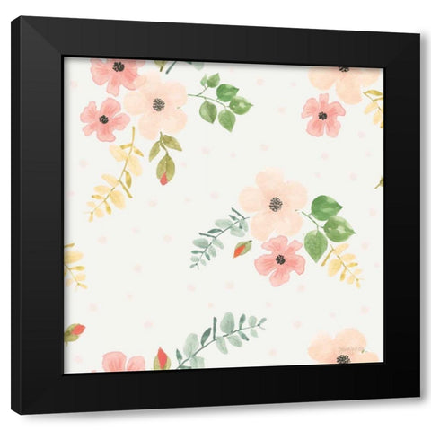 Spring Sentiments Pattern IVB Black Modern Wood Framed Art Print by Jackson, Jenaya