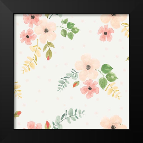 Spring Sentiments Pattern IVB Black Modern Wood Framed Art Print by Jackson, Jenaya