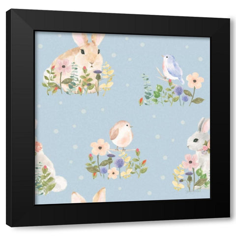 Spring Sentiments Pattern VIA Black Modern Wood Framed Art Print by Jackson, Jenaya