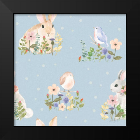 Spring Sentiments Pattern VIA Black Modern Wood Framed Art Print by Jackson, Jenaya