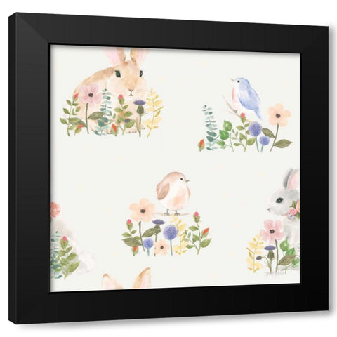 Spring Sentiments Pattern VIB Black Modern Wood Framed Art Print by Jackson, Jenaya
