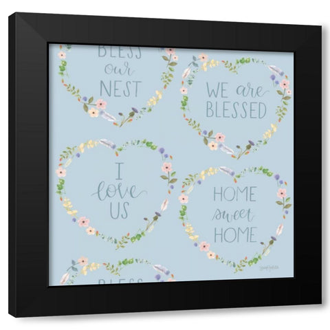 Spring Sentiments Pattern VIIA Black Modern Wood Framed Art Print by Jackson, Jenaya