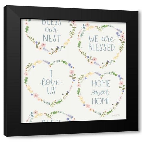 Spring Sentiments Pattern VIIB Black Modern Wood Framed Art Print by Jackson, Jenaya